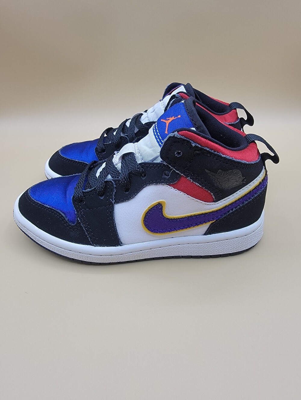 Nike Air Jordan 1 Mid Rivals Little Kid's Shoes Size 11C Black Blue Red Purple